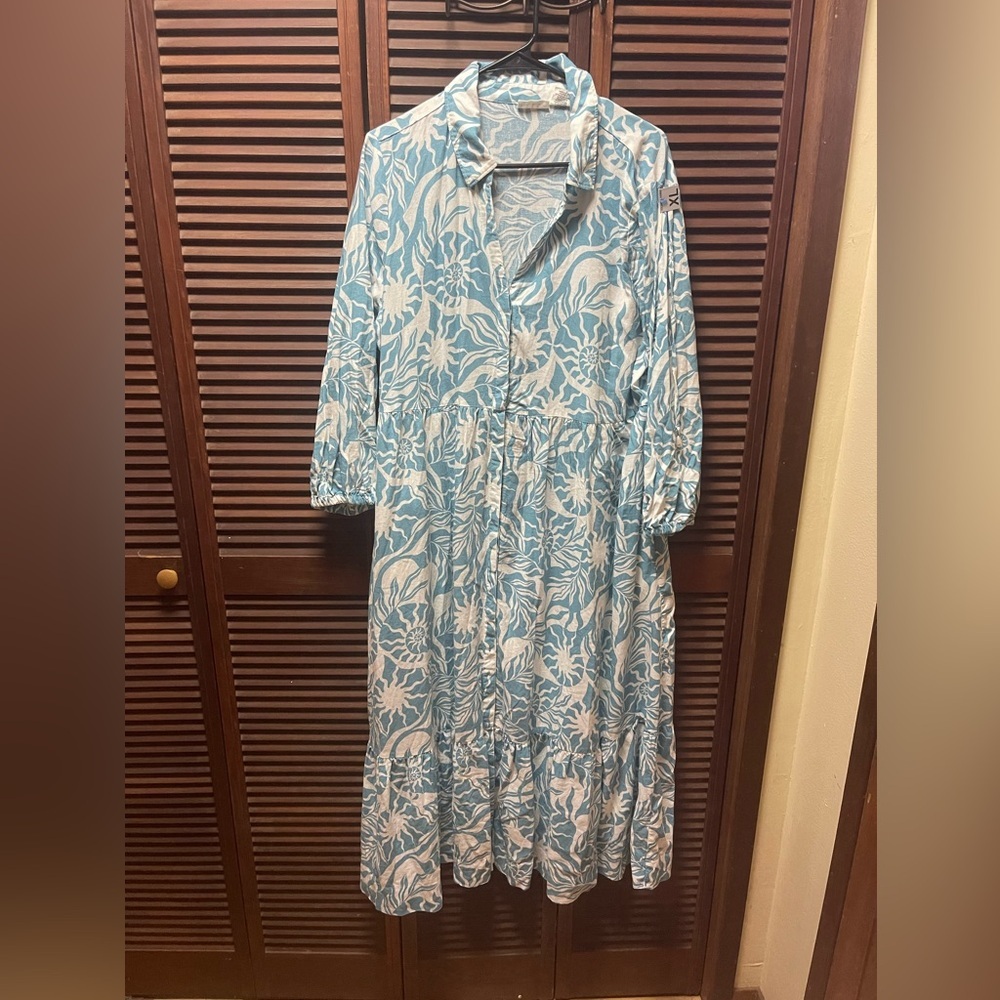 Nicole Miller Tiered Midi Shirt Dress Size XL